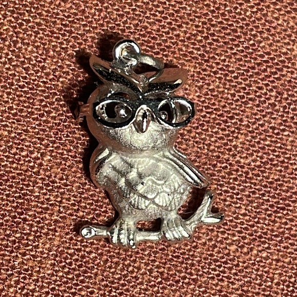 Silver Owl with movable glasses Charm - Picture 1 of 5